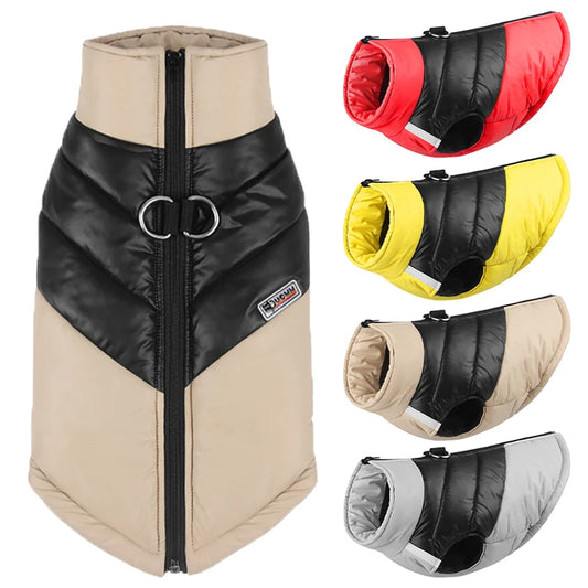 Colete Puffer Bicolor com D-Ring Metálico para Cães