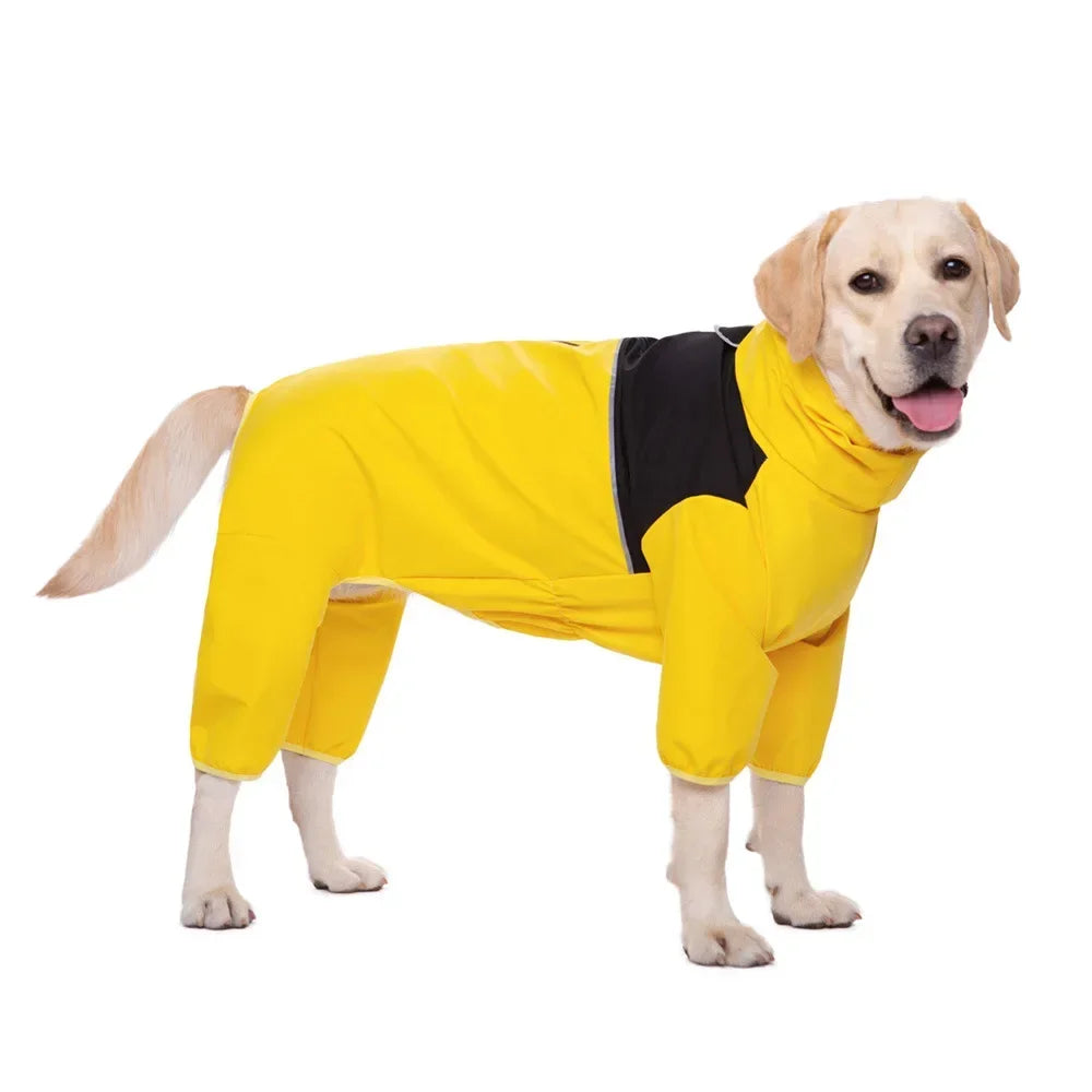 Macacão de Chuva para Cães Full Body com Faixas Refletivas