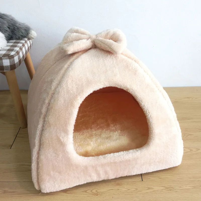 Casinha Pet com Laço Decorativo Estilo Fofo e Forro Térmico