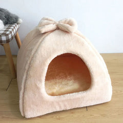 Casinha Pet com Laço Decorativo Estilo Fofo e Forro Térmico