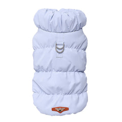Casaco Puffer Para Cachorro Com Gola Alta E Fecho Frontal