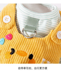 Roupa Pet Estilo Jardineira Colorida com Detalhes em Patchwork Fofo