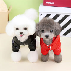 Macacão Puffer Full Body Impermeável com Capuz Acolchoado para Cães e Gatos