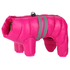 Colete Puffer Neon Pink com Faixas Reflectivas para Cães e Gatos