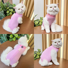 Roupa Pós-Cirúrgica para Gatos Colorida Confortável e Respirável