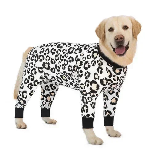 Macacão Pet Estampado Animal Print com Punhos Elásticos e Zíper Frontal para Cães Grandes