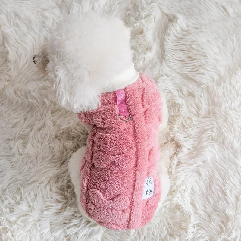 Casaco Para Cachorro Em Pelúcia Ultra Macia Com Fecho Ajustável