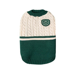 Suéter Tricô para Cães Pequenos com Padrão Canelado e Faixa Contrastante