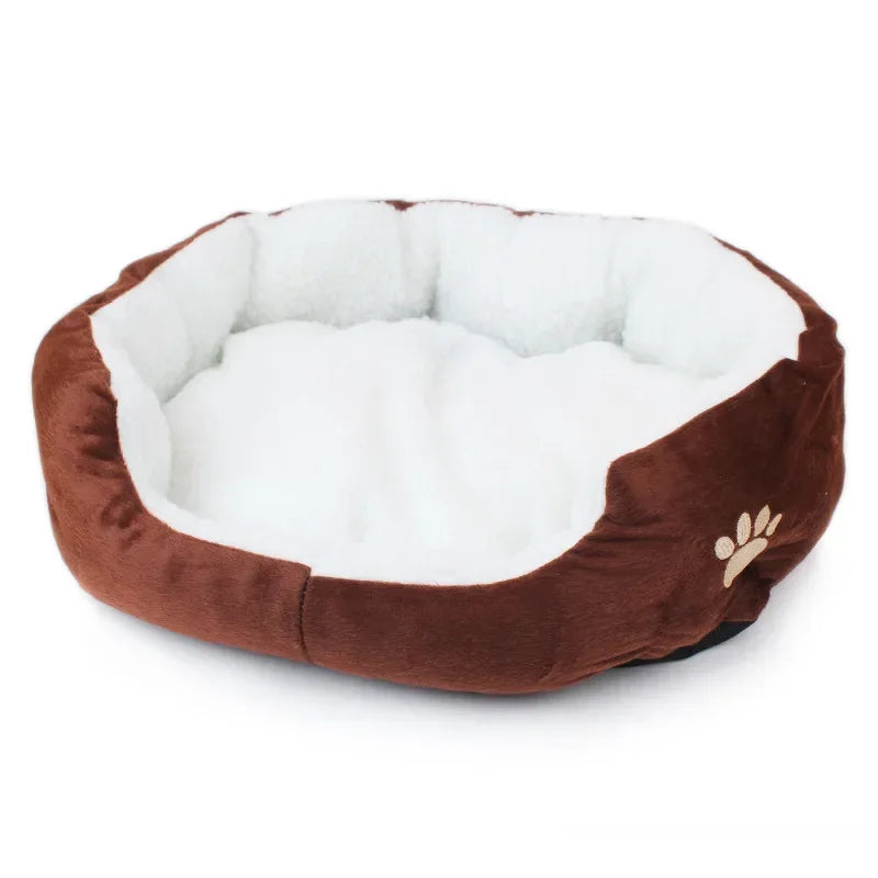 Cama Pet Colorida com Estampa de Patinha e Pelúcia Interna