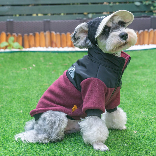 Jaqueta de Fleece para Cães com Capuz Ajustável e Zíper Frontal