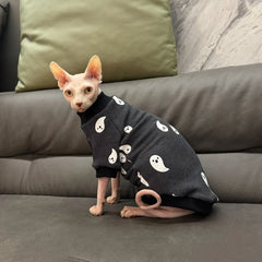Blusa Para Gato Preta Com Estampa De Carinhas Engraçadas