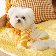 Macacão Pet Jardineira Pato com Camiseta Listrada