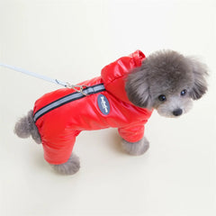 Macacão Puffer Full Body Impermeável com Capuz Acolchoado para Cães e Gatos