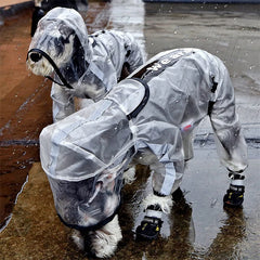 Capa de Chuva Pet Full Body Transparente com Capuz Ajustável