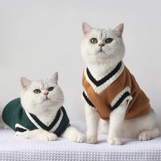 Suéter de Tricô Listrado para Gatos e Cães — Varsity