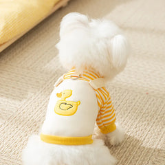 Macacão Pet Jardineira Pato com Camiseta Listrada