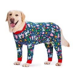 Macacão Pet Estampado Animal Print com Punhos Elásticos e Zíper Frontal para Cães Grandes