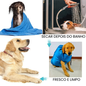 Roupão pós banho para secagem de cachorro