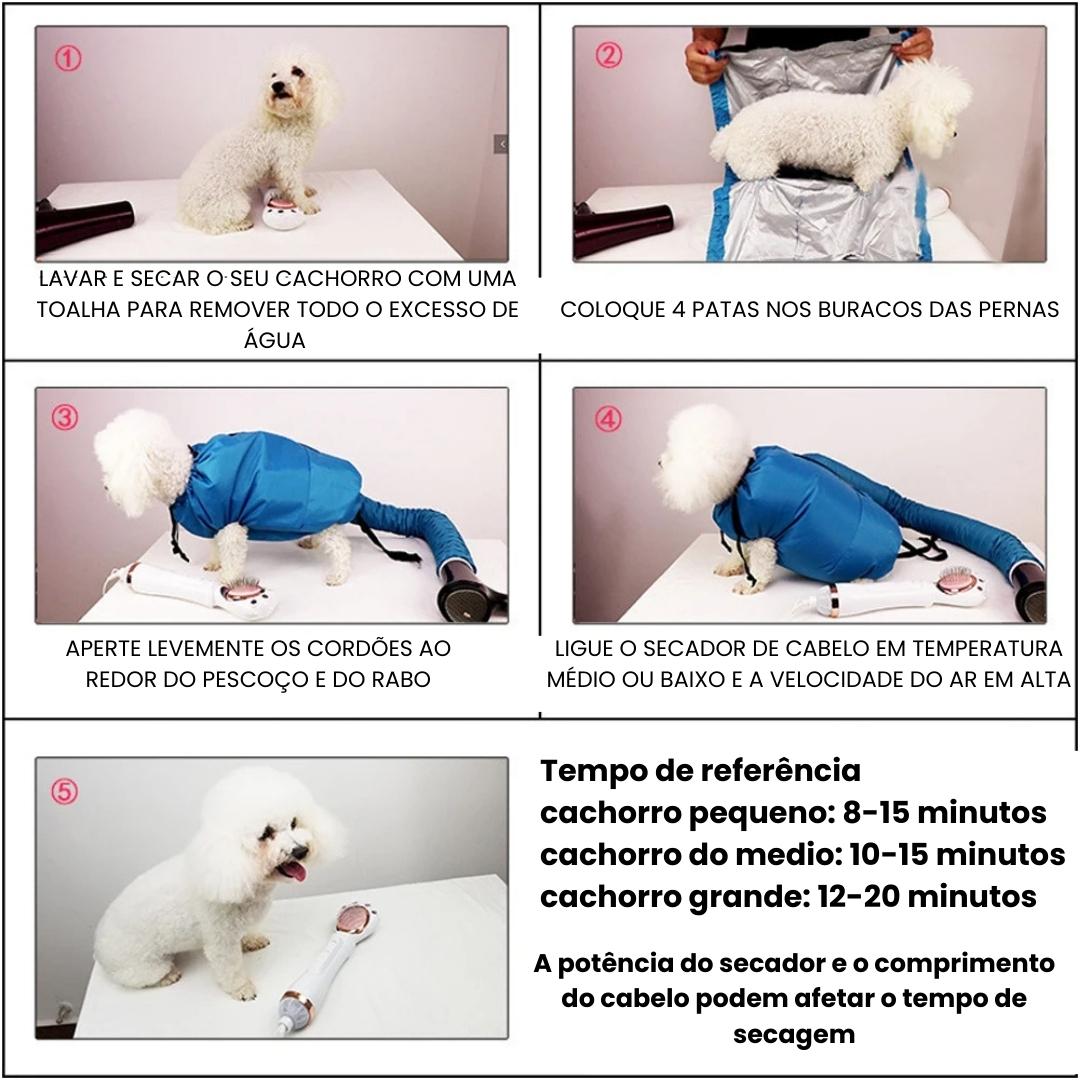 Roupão pós banho para secagem de cachorro