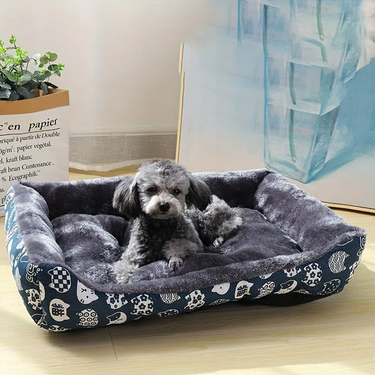 Cama Pet Estampada Pelúcia Antiestresse Bordas Altas e Lavável