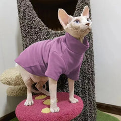 Blusa Para Gato Lisa Com Gola Alta E Tecido Macio