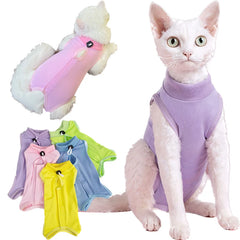 Roupa Pós-Cirúrgica para Gatos Colorida Confortável e Respirável