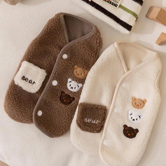 Colete de Fleece para Cães e Gatos Pequenos — Ursinho