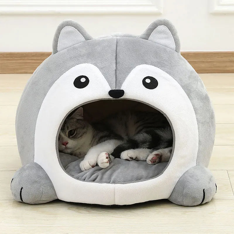 Toca Iglu de Pelúcia para Gatos — Formato de Guaxinim