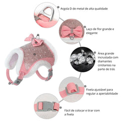 Peitoral e Guia Brilhante Para Cachorro - Lina C - GUIA - 04