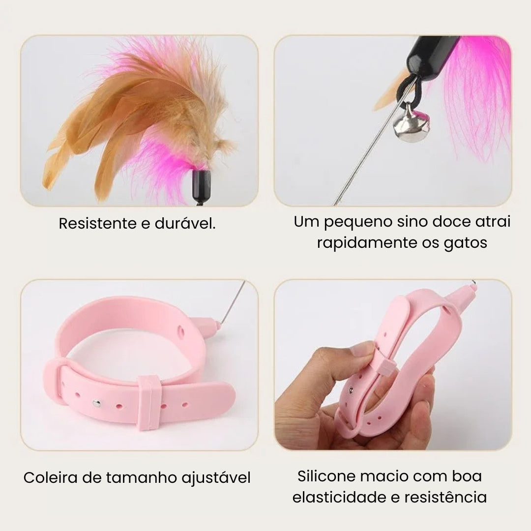 Vara com Sino e Penas para Gatos - Brinquedo Interativo