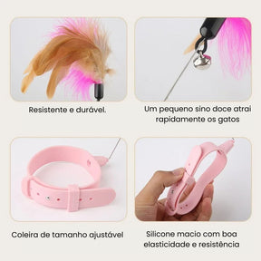 Vara com Sino e Penas para Gatos - Brinquedo Interativo