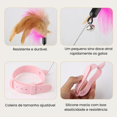 Vara com Sino e Penas para Gatos - Brinquedo Interativo B - Brinquedo coleira - 01