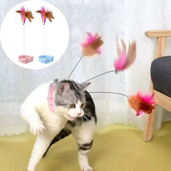 Vara com Sino e Penas para Gatos - Brinquedo Interativo B - Brinquedo coleira - 01