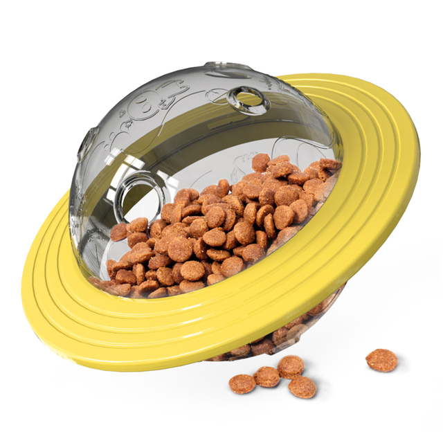 Brinquedo interativo para cães e gatos com dispenser de ração PetDisk Amarelo BI - 01