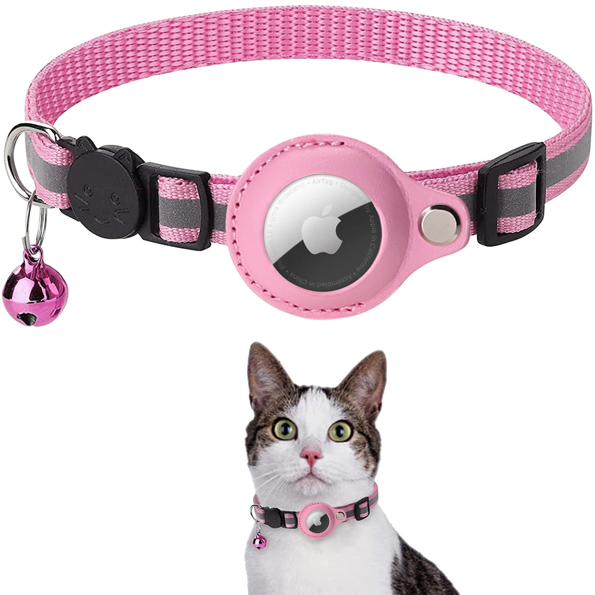 Coleira refletiva com suporte para AirTag SafePet