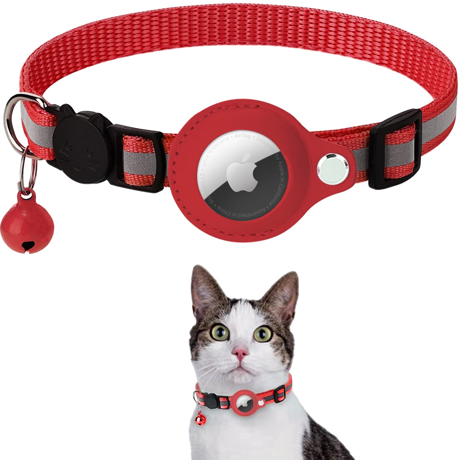 Coleira refletiva com suporte para AirTag SafePet